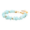 Handmade light blue jade bracelet by The Gem Stories featuring high-quality jade stones with gold accents.