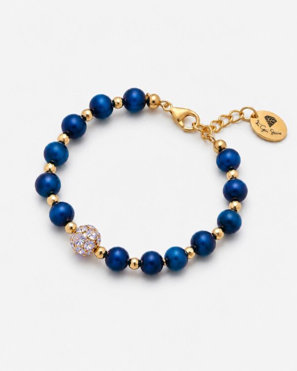 Blue Tiger Eye and Preciosa Element Bracelet - Fashion Accessory