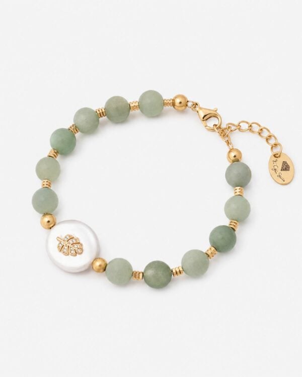 Leaf Motif Green Agate Bracelet