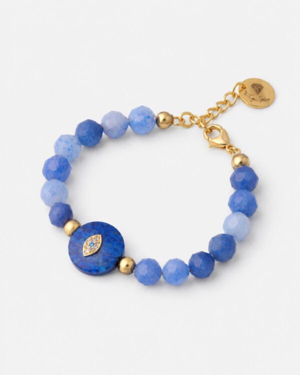 Light Blue Quartz with Eye Element Bracelet - Gemstone Jewelry