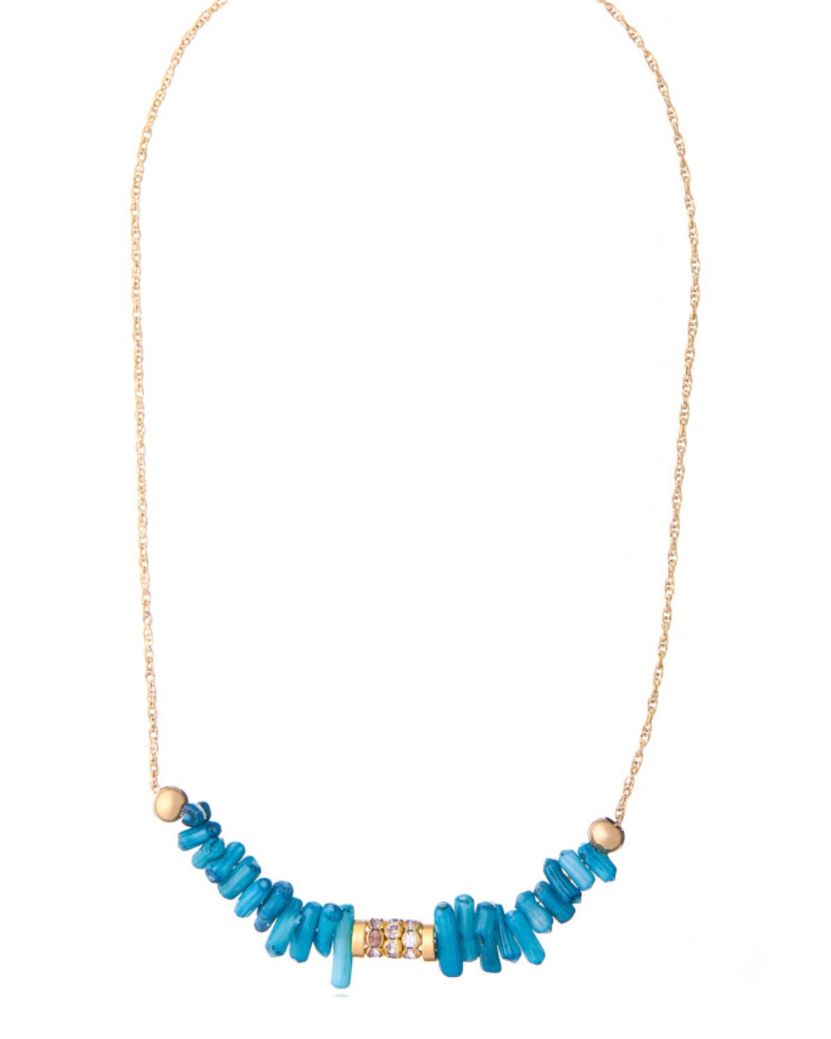Turquoise Branch Necklace with Rondelle Turquoise branch necklace with gold rondelle accent