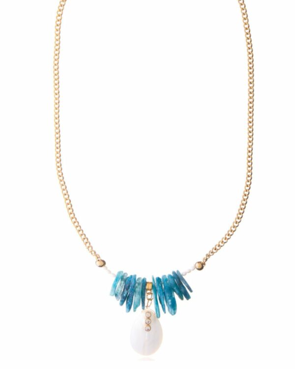 Jade necklace with ivory element and gold chain