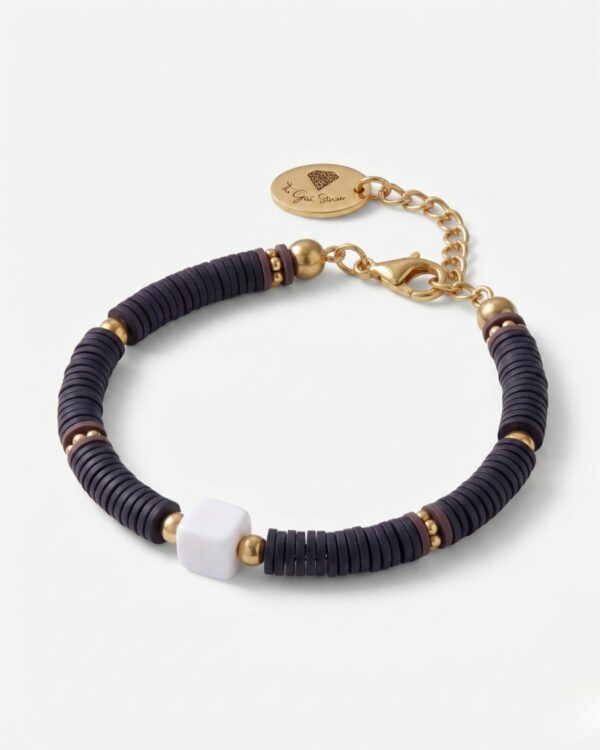 Black Bracelet with Cube - Stylish accessory for any outfit