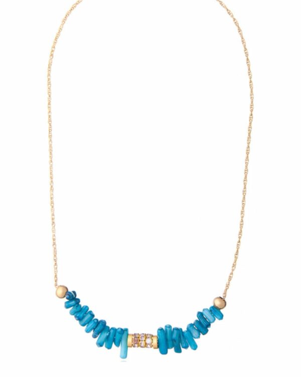 Turquoise branch necklace with gold rondelle accent