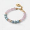Handcrafted Rose Quartz and Fossil Stone Bracelet