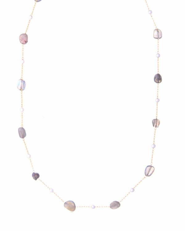 Delicate quartz rosary necklace with irregularly shaped quartz beads