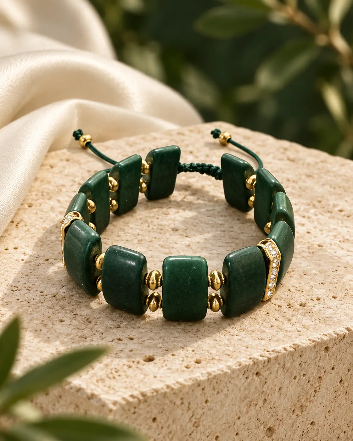 Green Howlite With Rondelle Spacer Bracelet Green Howlite Bracelet with Sparkling Rondelle Spacers