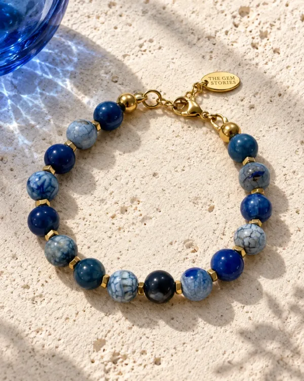Stylish Blue Agate Bracelet with Adjustable Clasp