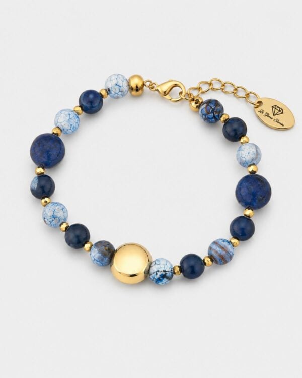 Blue Lapis Lazuli and Blue Agate Bracelet - Handcrafted Jewelry