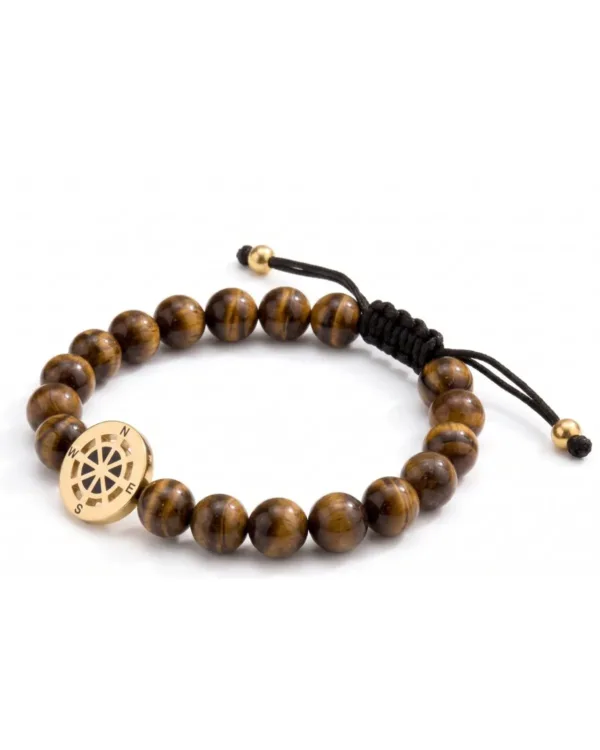 Compass Tiger Eye Bracelet - Navigating Style and Spirituality