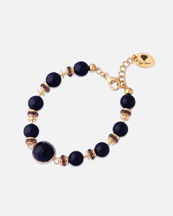 Agate Bracelet with Swarovski Rondelle Beads - Handcrafted Fashion Jewelry