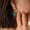 Handcrafted Miyuki Half-Tila Earrings in Turquoise Picasso by Gem Stories