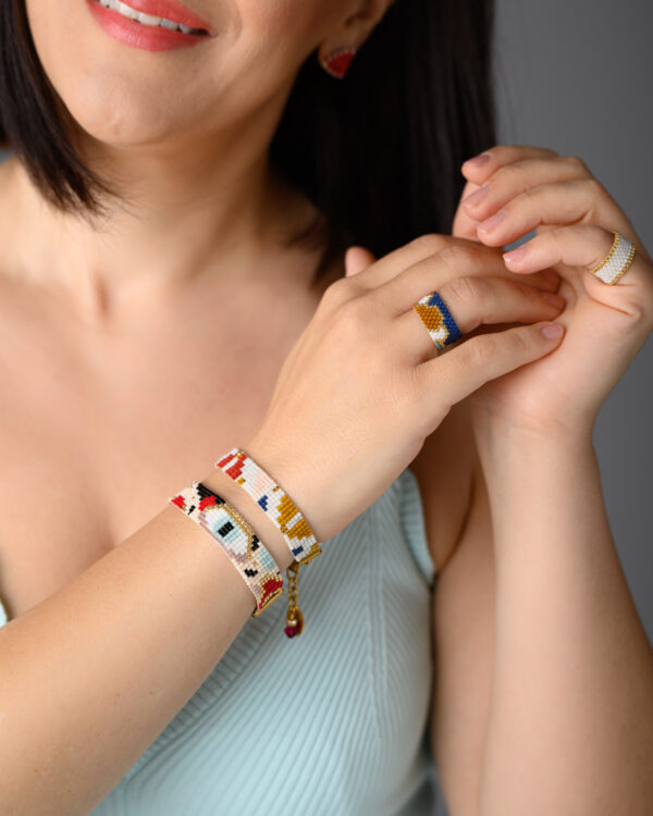 Miyuki Loom Bracelet with Dynamic Patterns and Hand-Stitched Beads