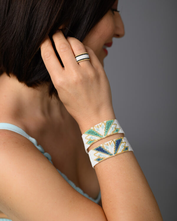 Handcrafted Miyuki Loom Stitch Swan Bracelet