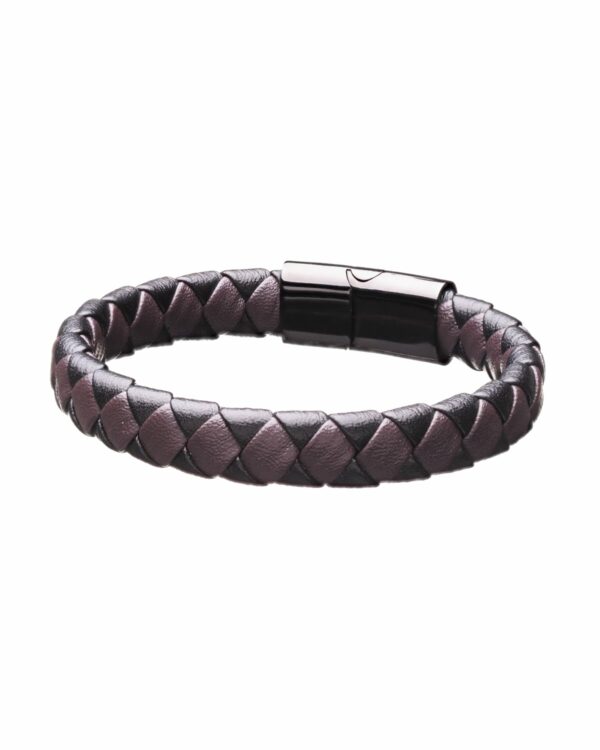 Handmade Bicolor Braid Leather Bracelet in Black and Brown