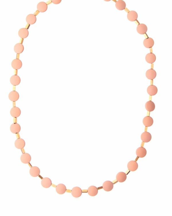 Chic Brown Dots Hematite Necklace with dotted detail