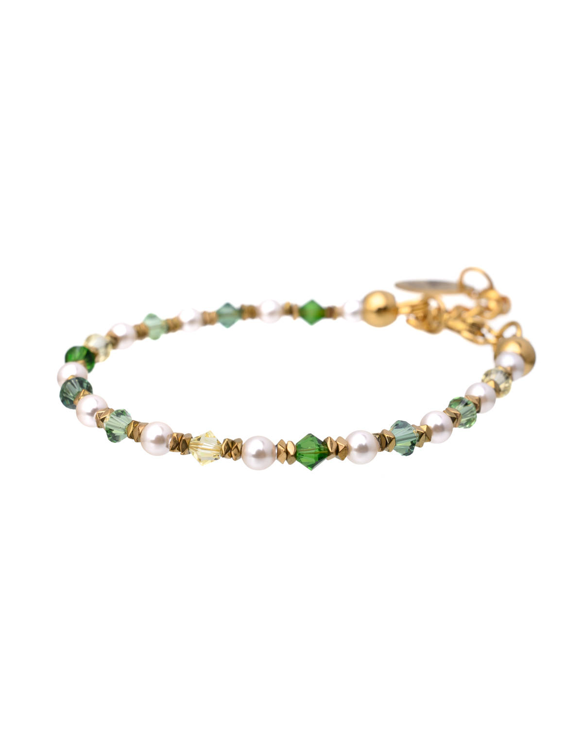 Crystal and Pearls Bracelet - Green tones