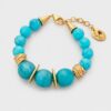 Handmade turquoise bracelet with gold-plated heart clasp by The Gem Stories