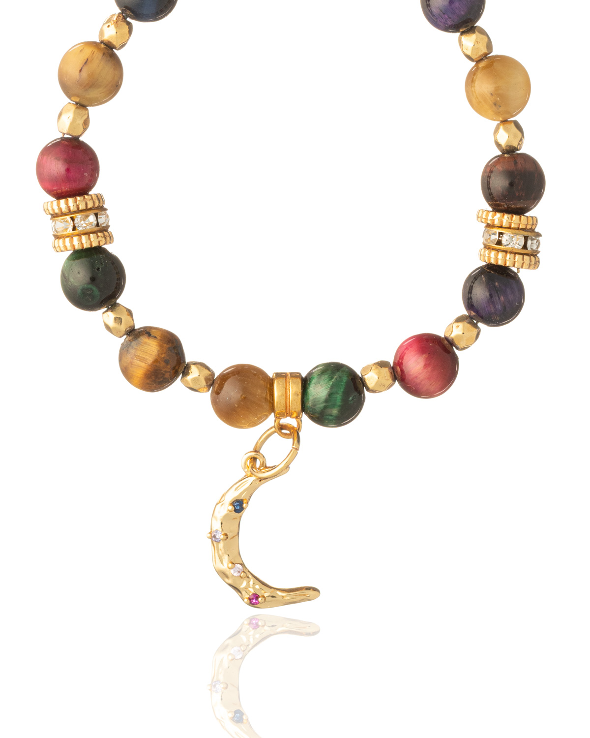 Colorful Tiger Eye with Moon Element Close