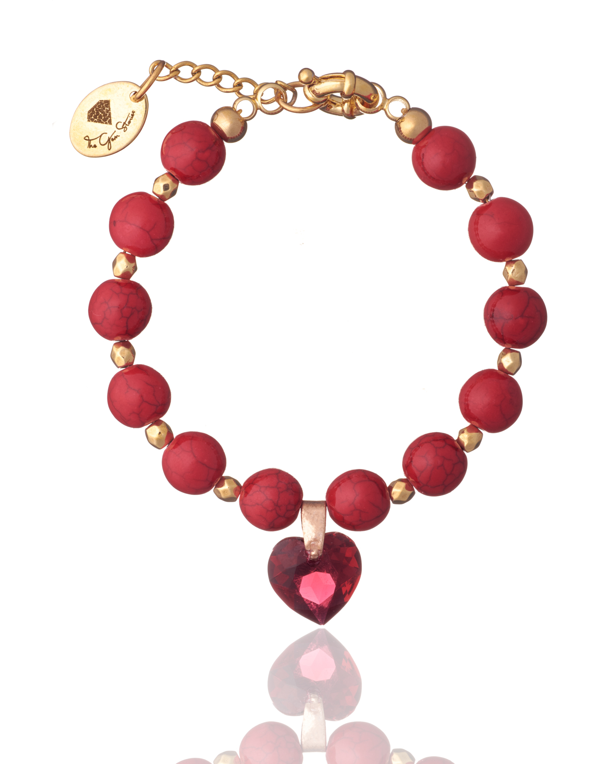Red howlite Bracelet with crystal heart