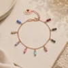 Handmade rectangle multicolor crystals rose gold bracelet concept by The Gem Stories
