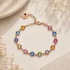 Handmade allover multicolor crystals rose gold bracelet concept by The Gem Stories