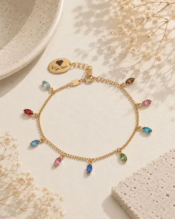 Bracelet Navete Multicolor Crystals - Gold
