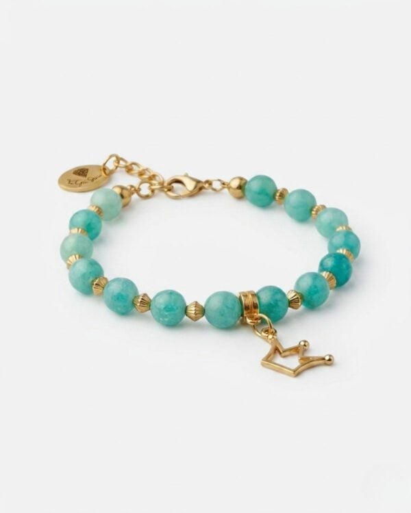 Handmade crown amazonite bracelet with gold-plated elements by The Gem Stories
