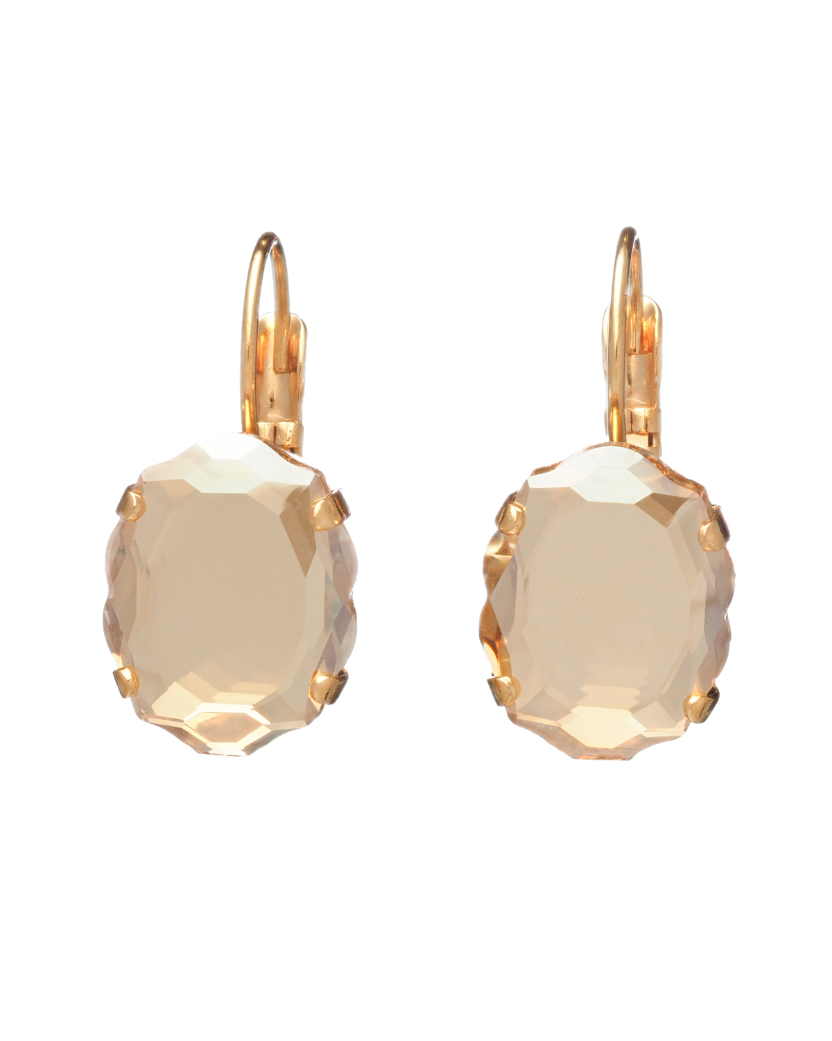 Crystal Golden Baroque Mirror Earrings - Gold plated