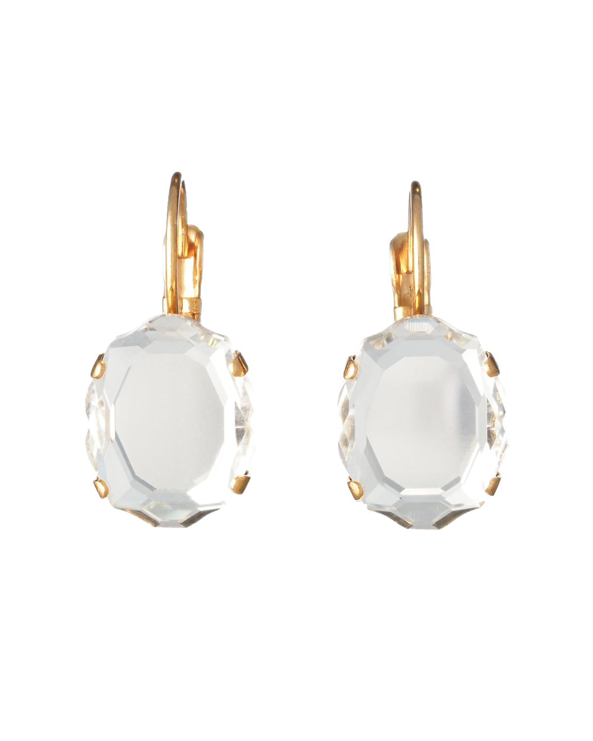 Crystal Baroque Mirror Earrings - Gold plated