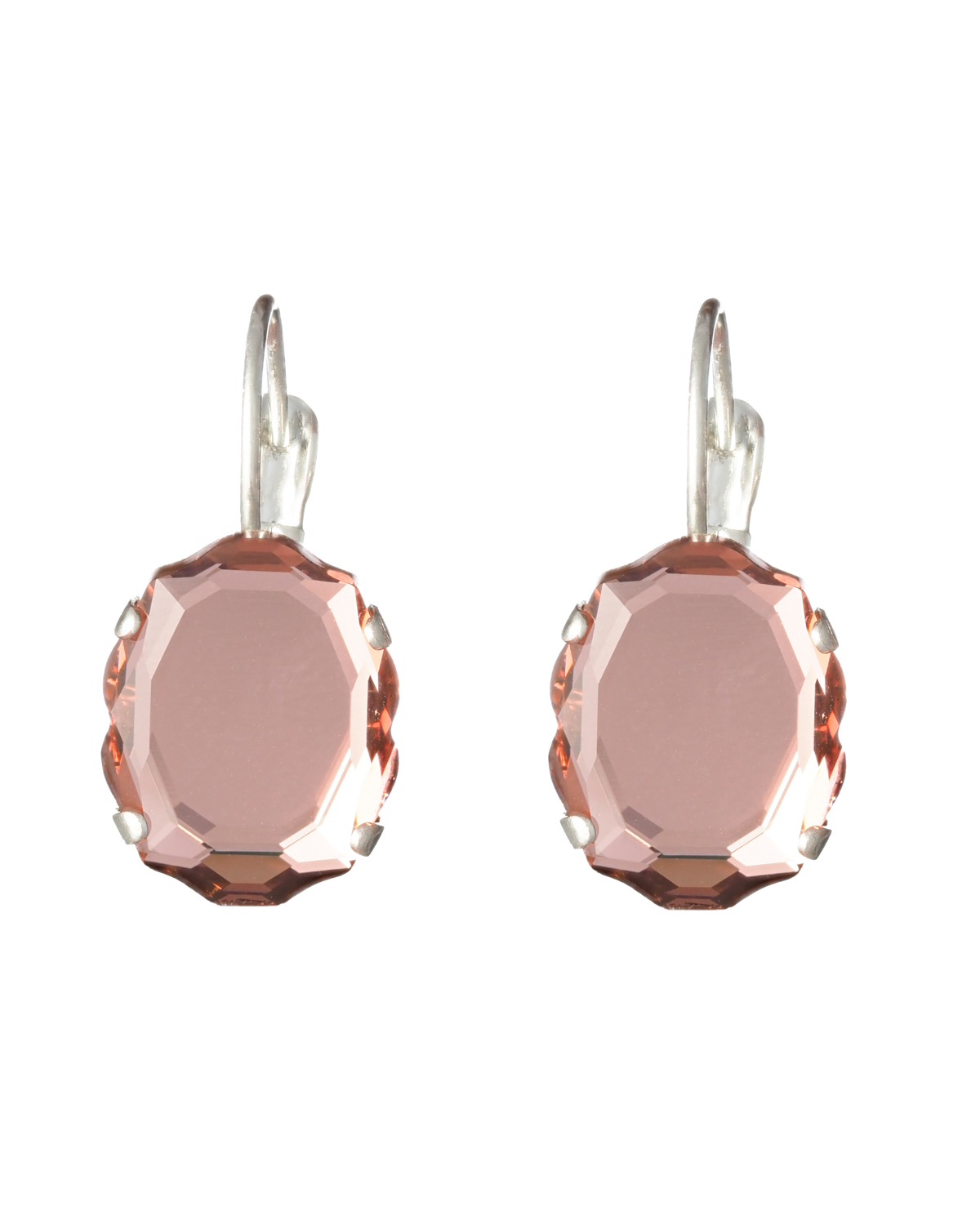 Blush Rose Baroque Mirror Earrings - Rhodium plated