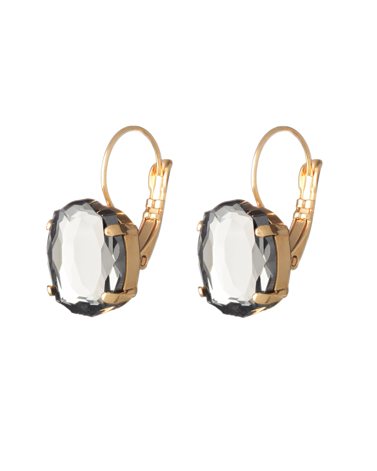 Crystal Silver Night Baroque Mirror Earrings - Gold plated Close