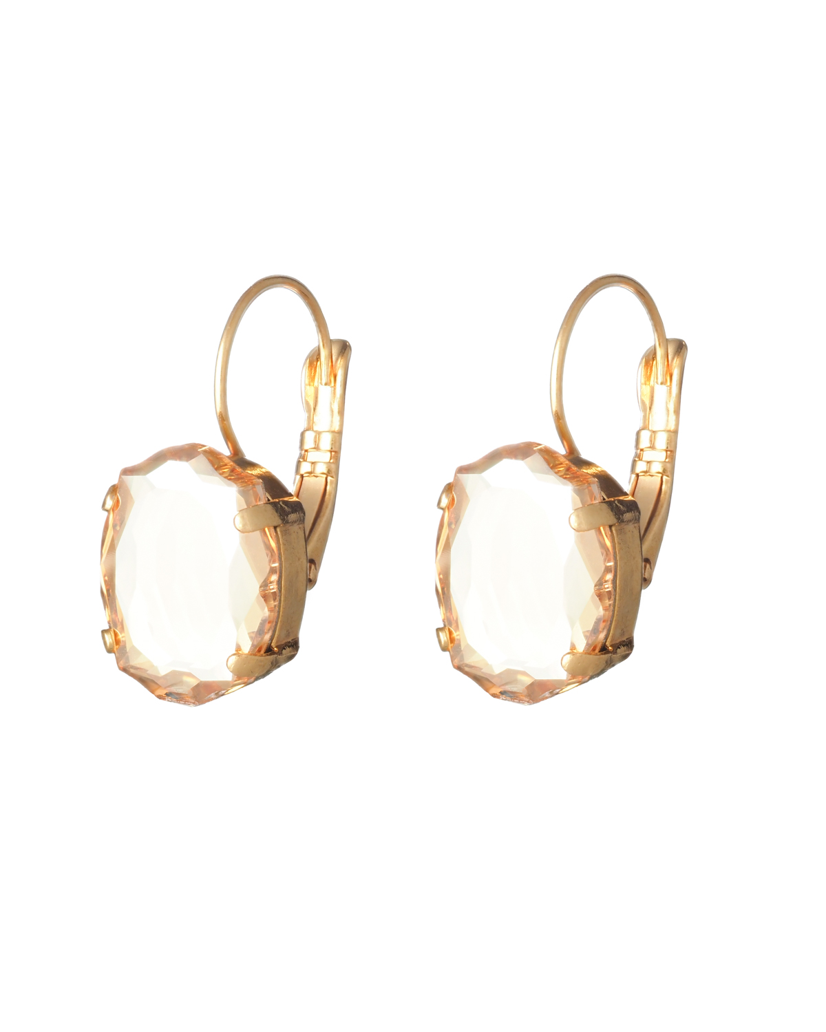 Crystal Golden Baroque Mirror Earrings - Gold plated close