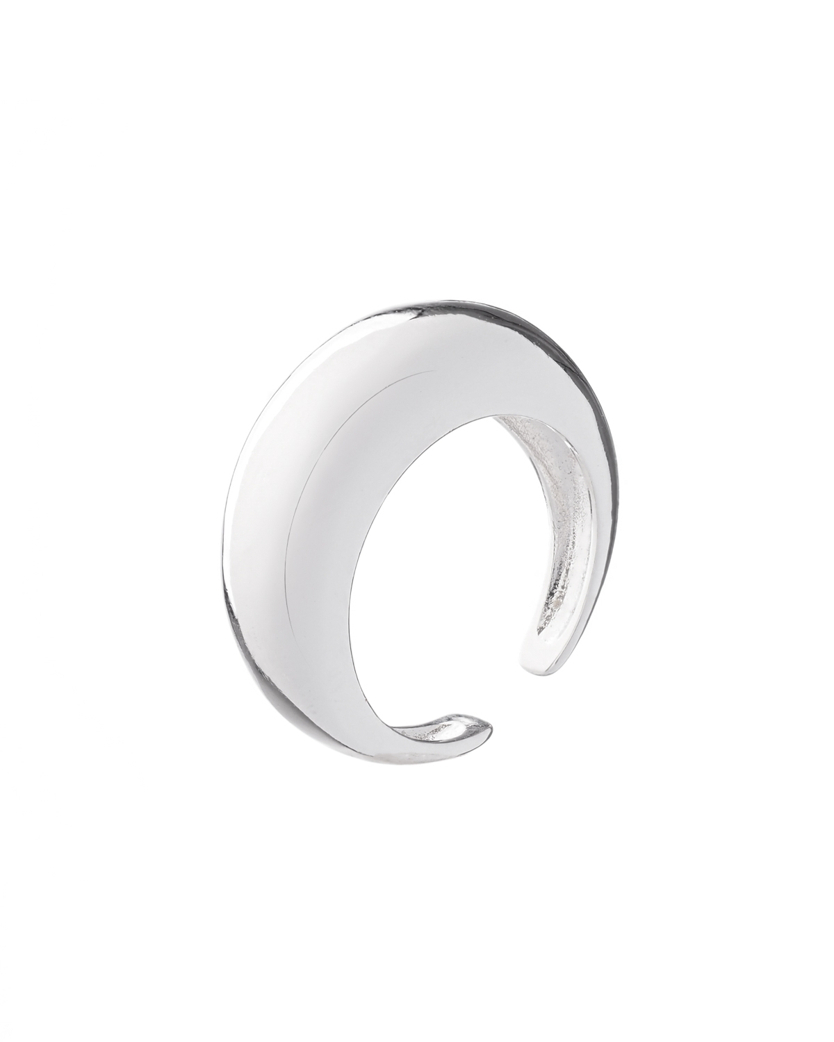 Curved 925 Sterling Silver Ring – Rhodium Plated