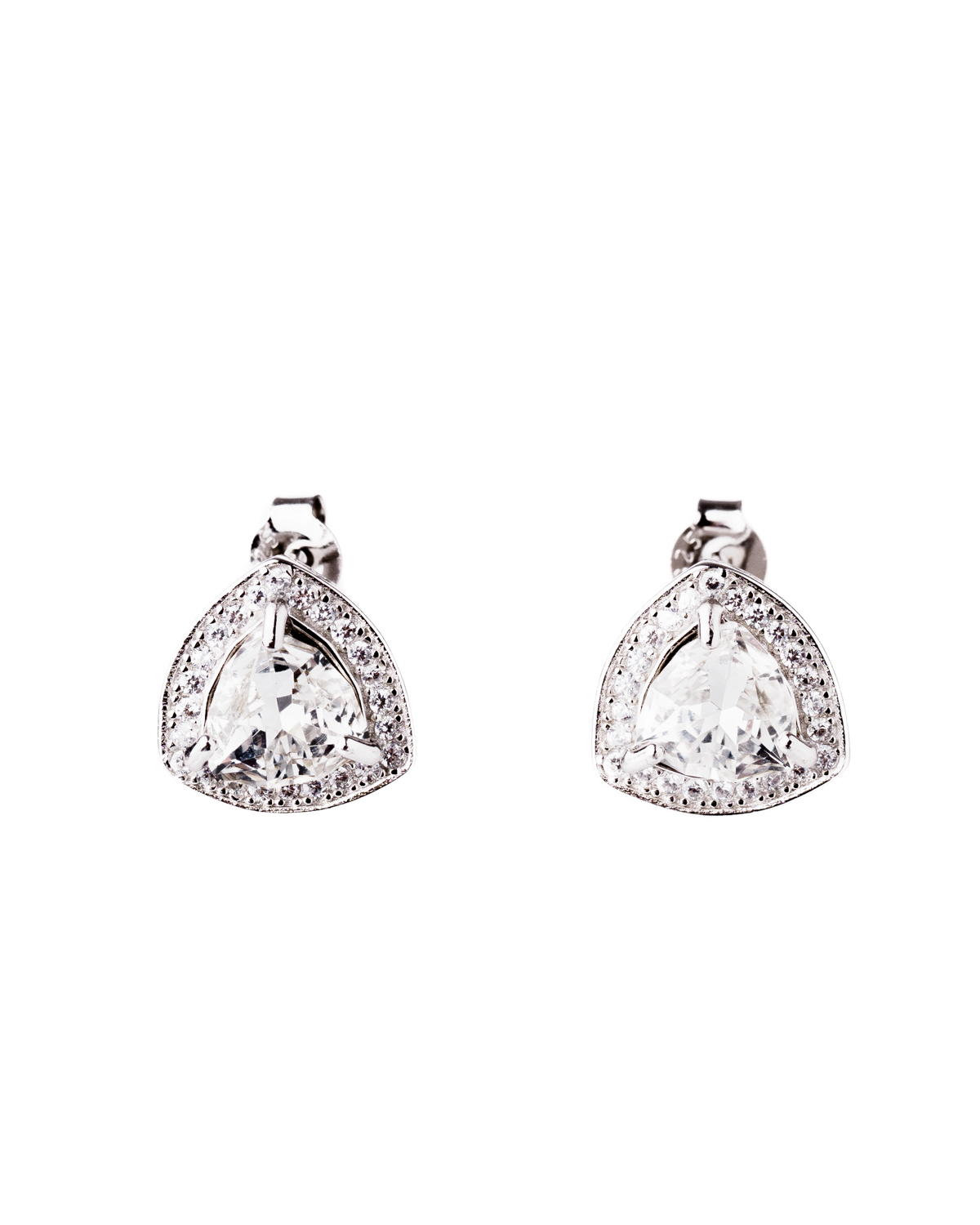 Trilliant Crystal Silver Earrings
