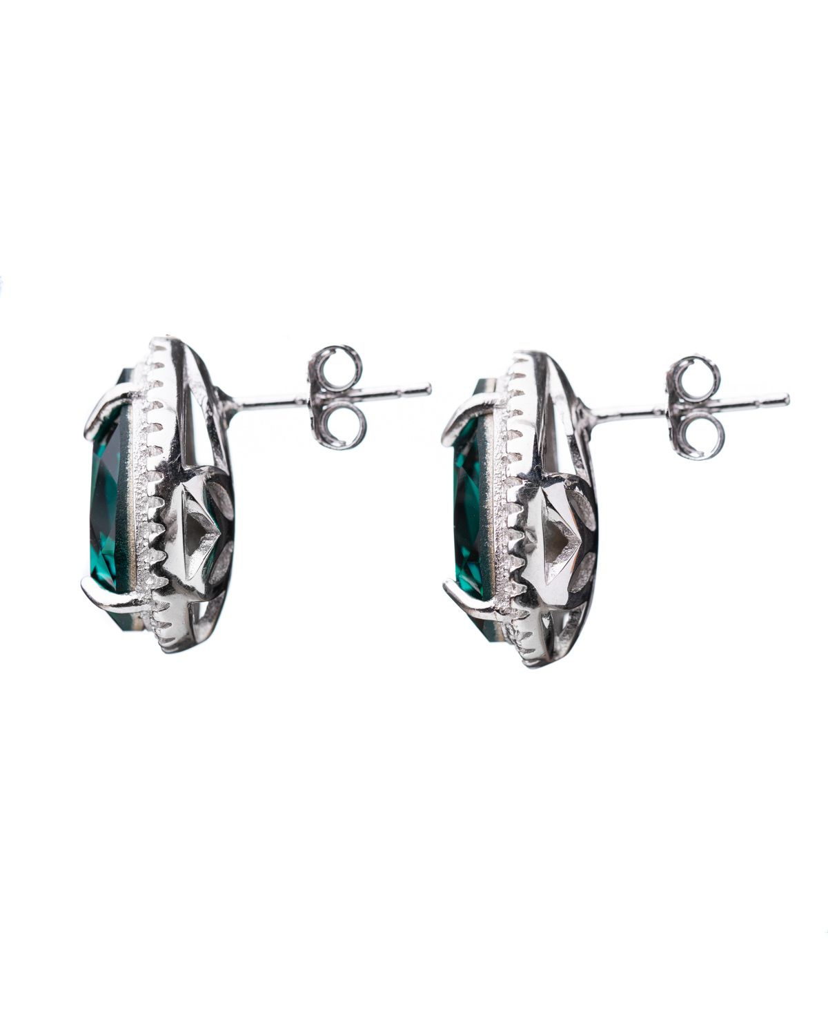 Emerald Pear Crystal Earrings close