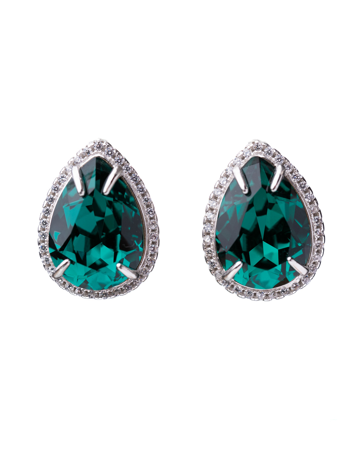 Emerald Pear Crystal Earrings