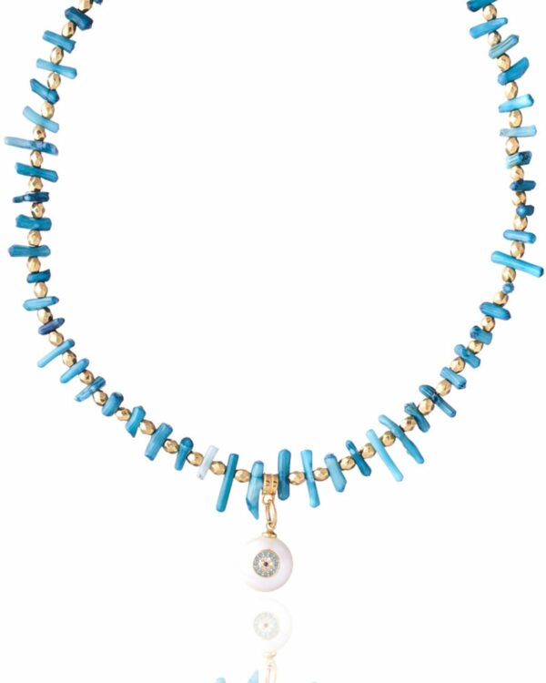 Turquoise Branch Necklace With Eye Element in unique design