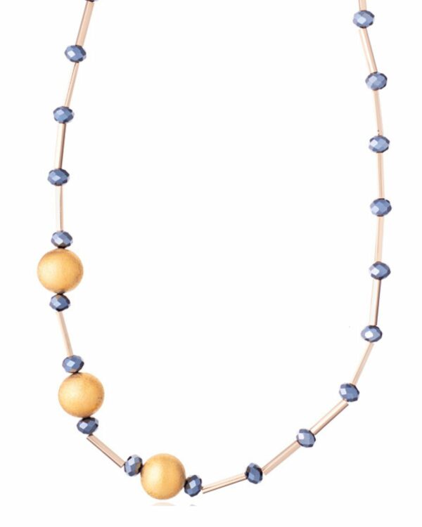 Stylish Necklace with Blue and Black Crystals