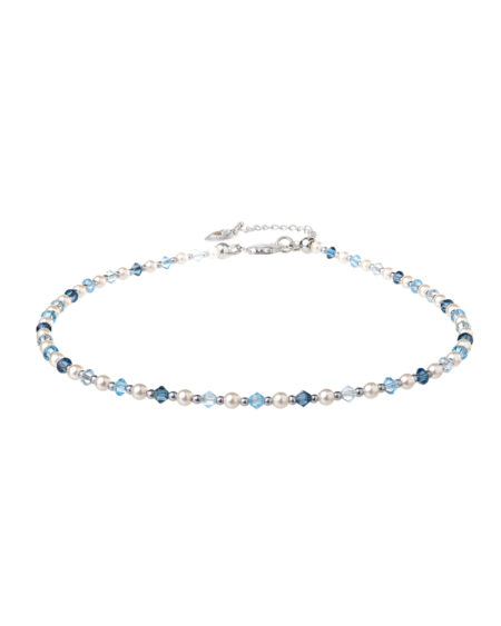 Crystal and Pearls Necklace - Blue tones