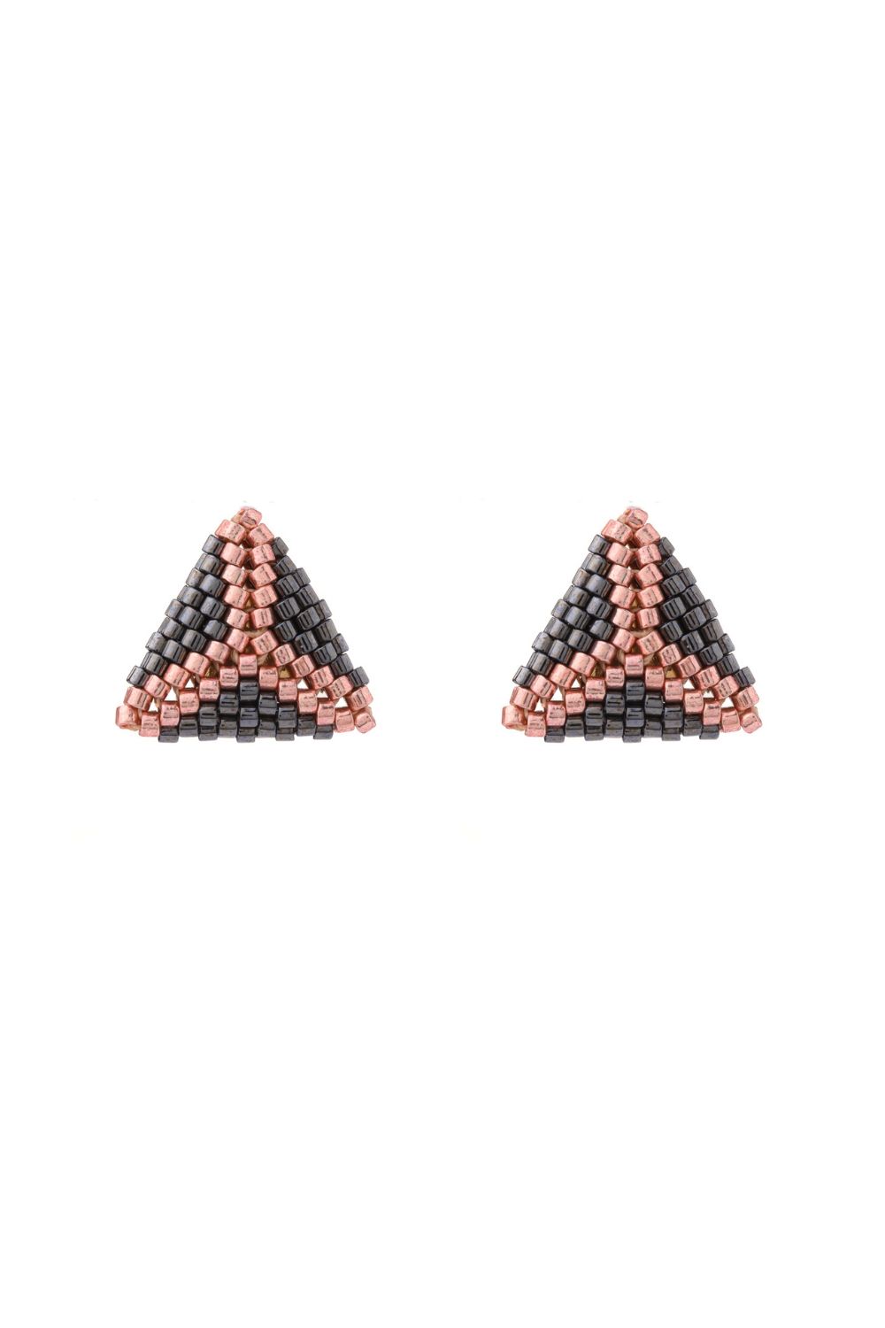 Triangle Miyuki Leverback Earrings Rose and Black