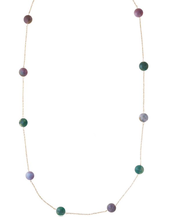 Multi-colored agate stone long chain necklace