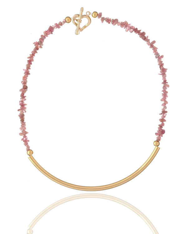 Petits Dusty Pink Chips Necklace with Delicate Beads