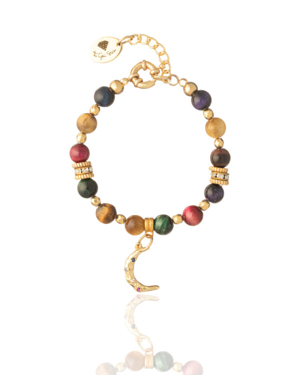 Tiger Eye Bracelet with Moon Element - Unique Handmade Jewelry