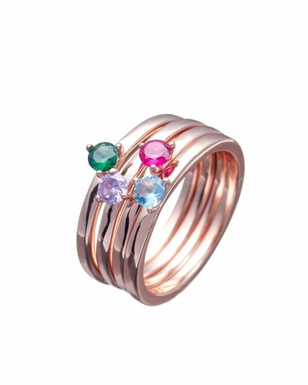 Rose Gold Ring with Colorful Crystals - Stunning Jewelry Piece