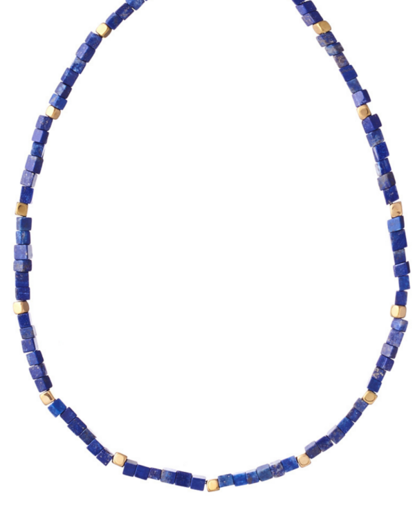 Lapis Lazuli Cubes Necklace with Adjustable Length