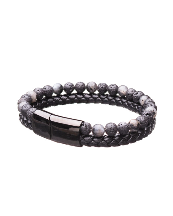 Stylish Double Leather Bracelet with Gemstones