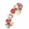 Adjustable Bangle Bracelet with Rose Crystals in Rose Gold