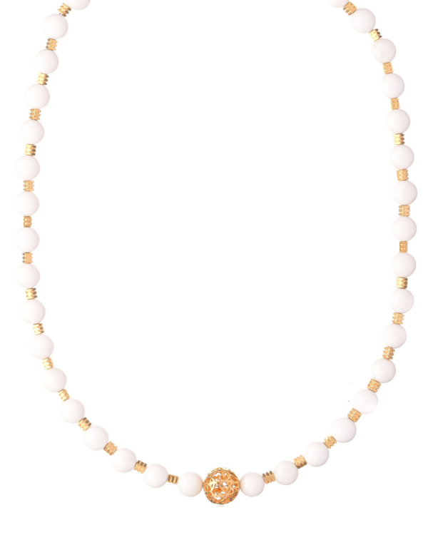 Chic White Coral Necklace With Filigree Element