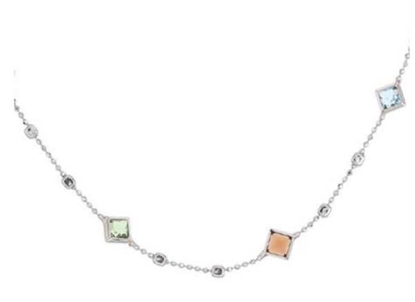 Short necklace with multicolor crystals rhodium plated